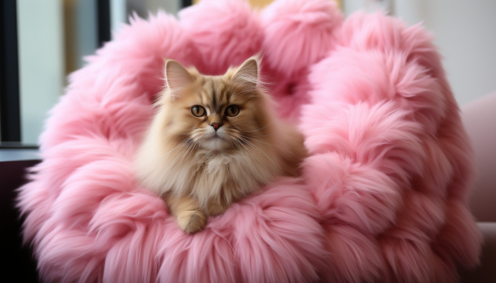 Pouf confortable, chat heureux!